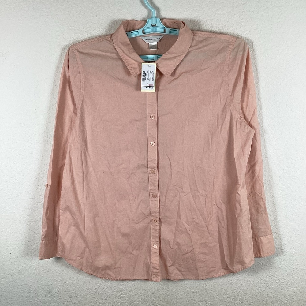 Christopher & Banks Mens Button Up Shirt Sz L Large Solid New With Tags $45